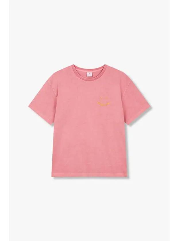 30 9 29 PS Women Embroidered Happy Logo T Shirt Pink - PAUL SMITH - BALAAN 1