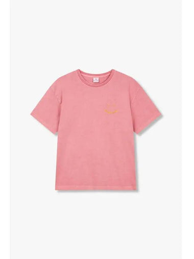 PS Women Embroidery Happy Logo T Shirt Pink - PAUL SMITH - BALAAN 1