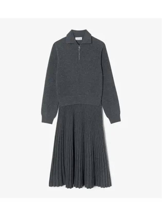 Women s fit and flare sweater dress charcoal gray - LACOSTE - BALAAN 1