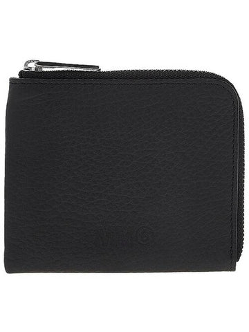 Logo Leather Zipper Card Wallet Black - MAISON MARGIELA - BALAAN 1