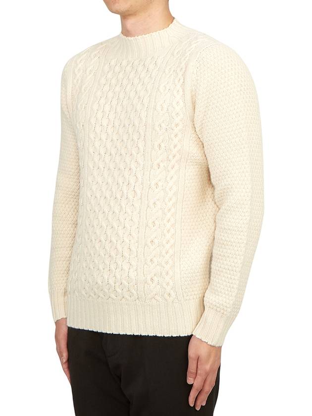 Crew Neck Lambswool Knit Top Ivory - DRUMOHR - BALAAN 3