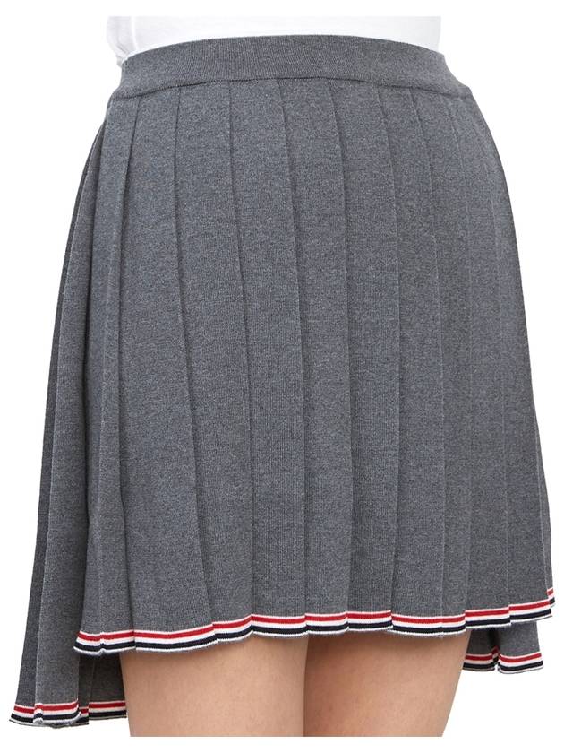 Full Needle Stitch Merino Wool Tipping Pleated Skirt Grey - THOM BROWNE - BALAAN 10