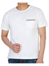 Men's Medium Weight Jersey Tipped Pocket Crewneck Short Sleeve T-Shirt White - THOM BROWNE - BALAAN 6