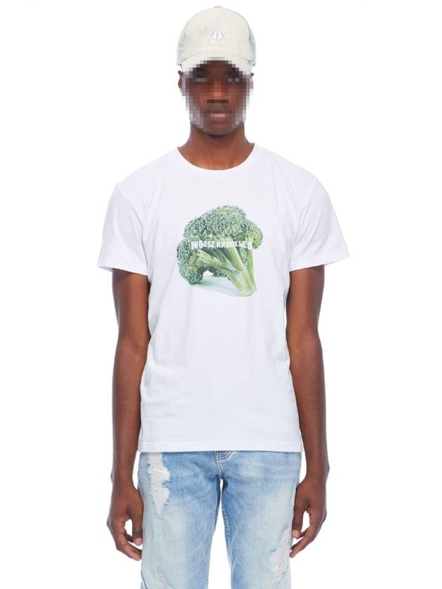 Broccoli Logo Typo Short Sleeve T-Shirt White - MOOSE KNUCKLES - BALAAN 5