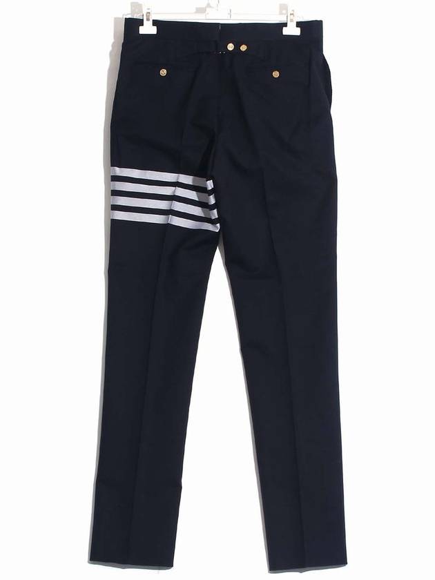 4 Bar Engineered Cotton Straight Pants Navy - THOM BROWNE - BALAAN 3