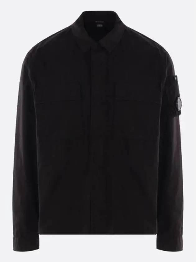 Organic Gabardine Utility Lens Long Sleeve Shirt Black - CP COMPANY - BALAAN 3