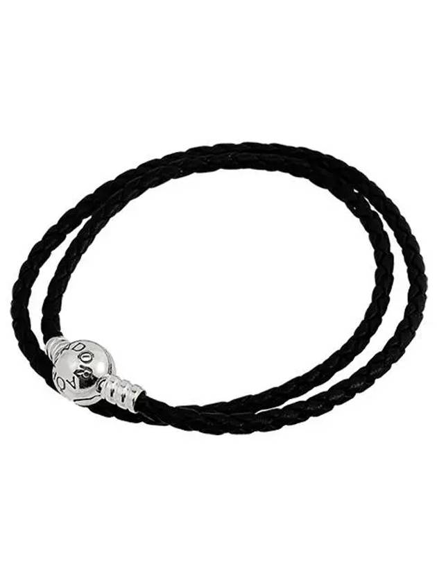 Moments Double Leather Bracelet Black - PANDORA - BALAAN 2