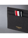 Stripe Note Compartment Pebble Grain Leather Card Wallet Black - THOM BROWNE - BALAAN 4