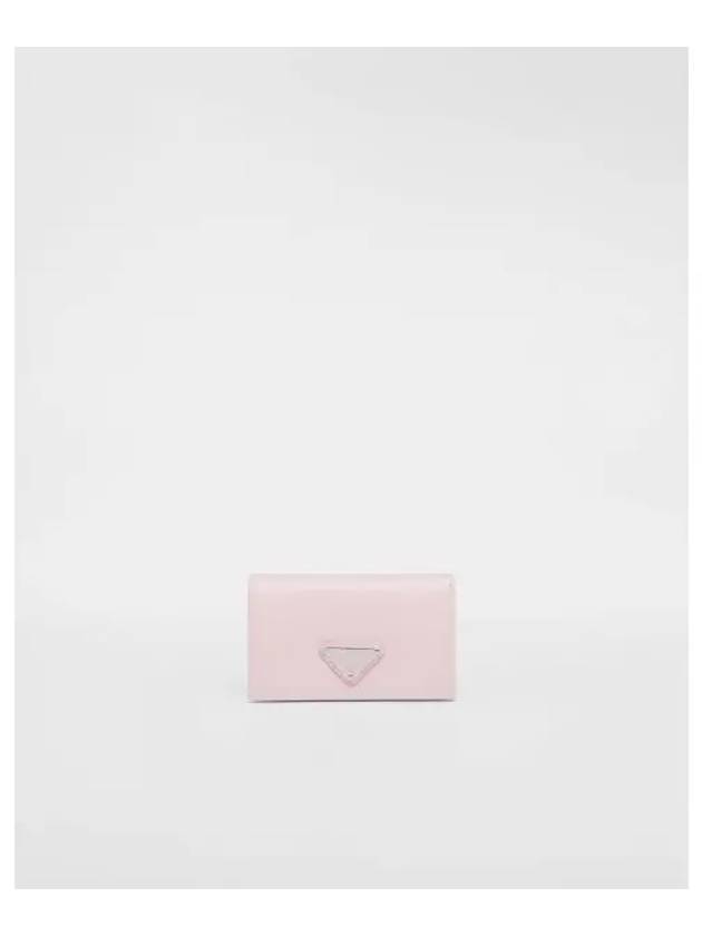 Saffiano Leather Triangle Logo Card Wallet Pink - PRADA - BALAAN 2