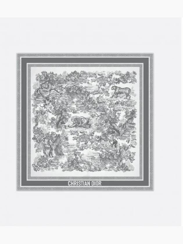 Toile de Jouy Sauvage 90 Square Scarf Grey - DIOR - BALAAN 2