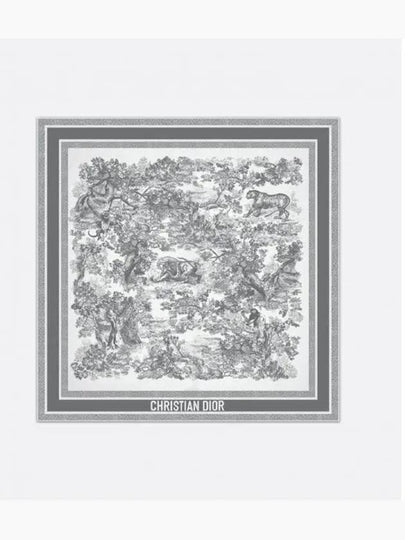 Toile de Jouy Sauvage 90 Square Scarf Grey - DIOR - BALAAN 2