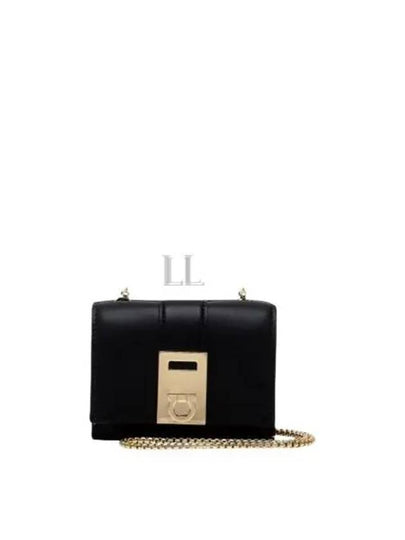 Hug Chain Leather Cald Wallet Black - SALVATORE FERRAGAMO - BALAAN 2