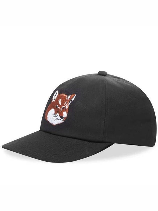 Large Fox Head Embroidered 6P Ball Cap Black - MAISON KITSUNE - BALAAN 1