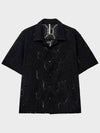 Jacquard Open Collar Half Shirt Black - NOIRER - BALAAN 3