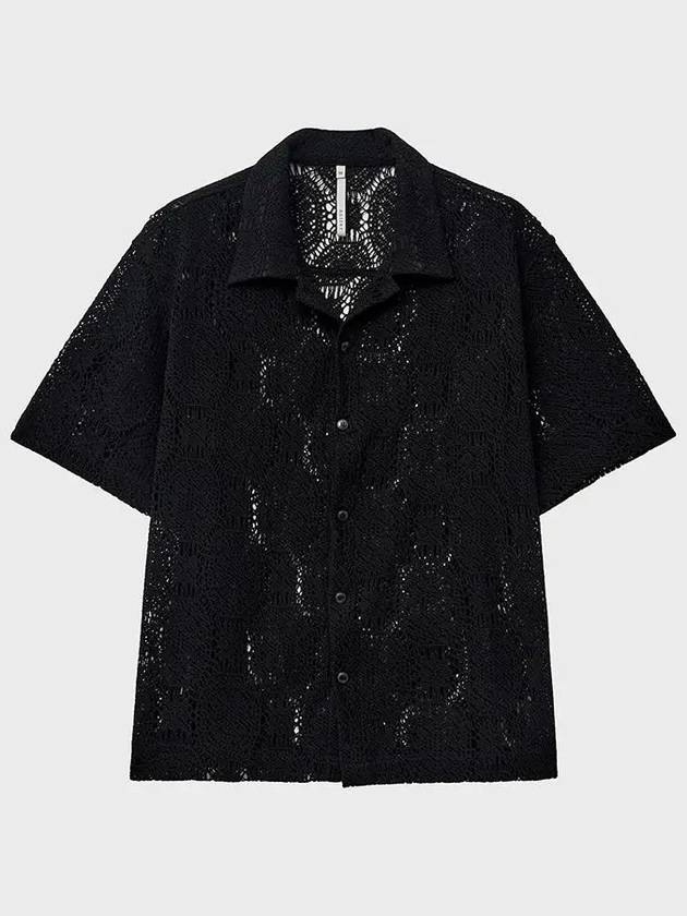 Jacquard Open Collar Half Shirt Black - NOIRER - BALAAN 3