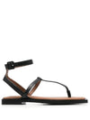 Square Toe Flat Sandals Black - AMI - BALAAN 1