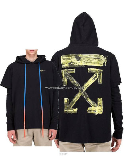 Acrylic Arrow Double Short-Sleeved Hoodie Black - OFF WHITE - BALAAN 2