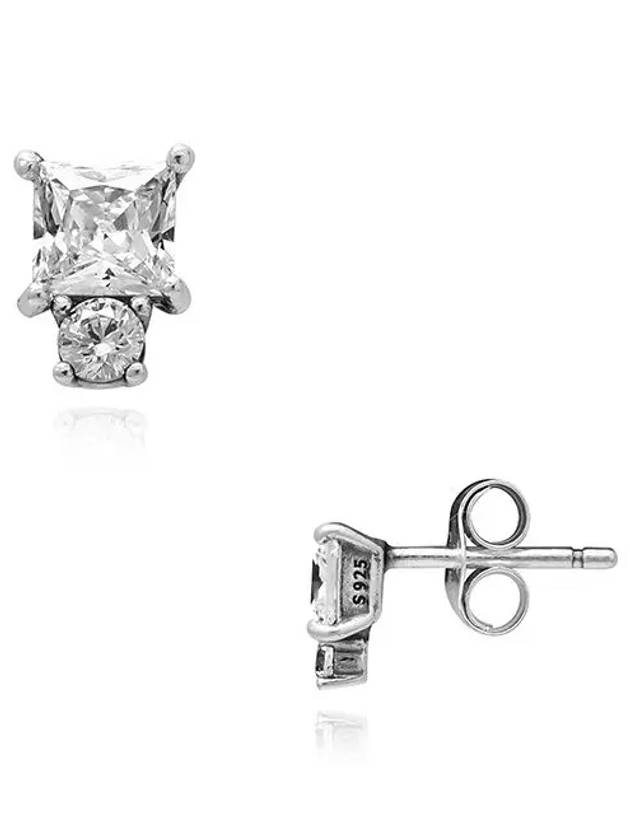 Women's Sparkling Round Square Earrings Silver - PANDORA - BALAAN 4