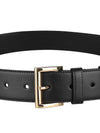 Triangle Logo Plaque City Leather Belt Black - PRADA - BALAAN 8