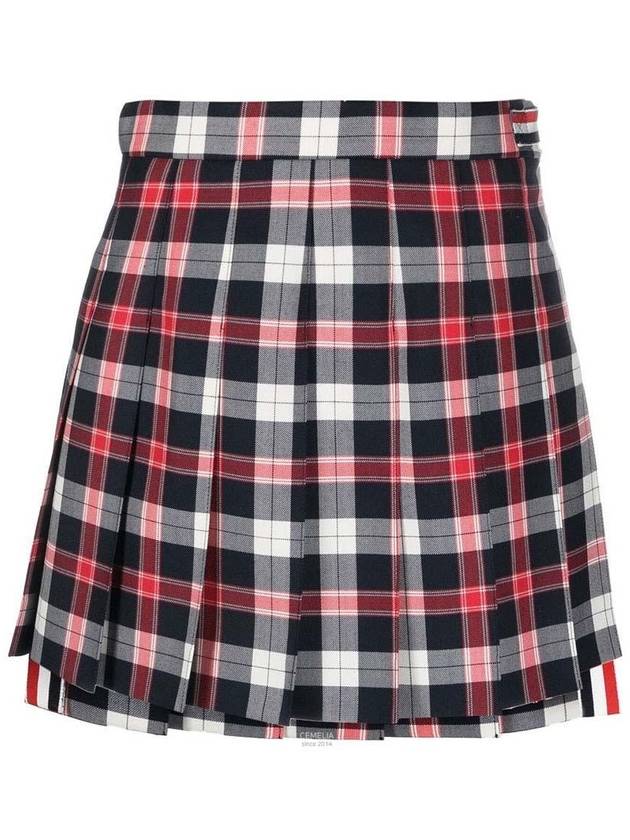 Women's Tartan Twill Mini Pleated Skirt Blue - THOM BROWNE - BALAAN 2