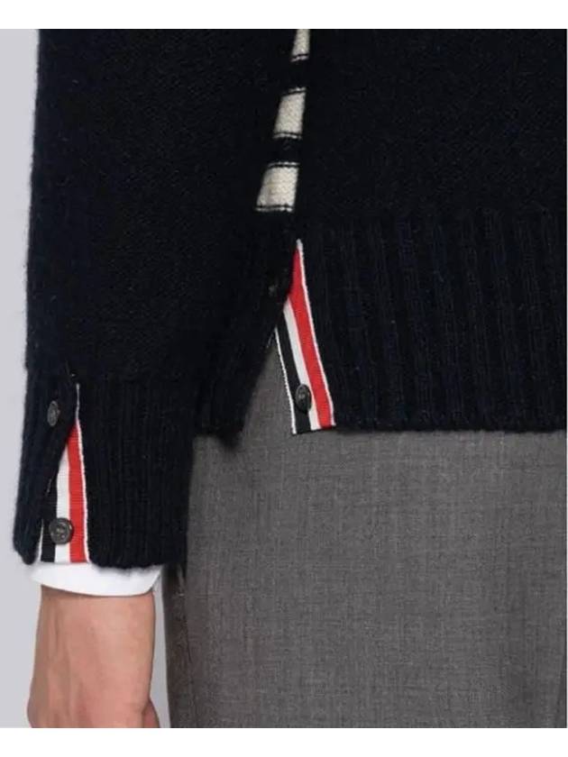 Donegal 4-Bar Striped Crew Neck Wool Knit Top Navy - THOM BROWNE - BALAAN 9