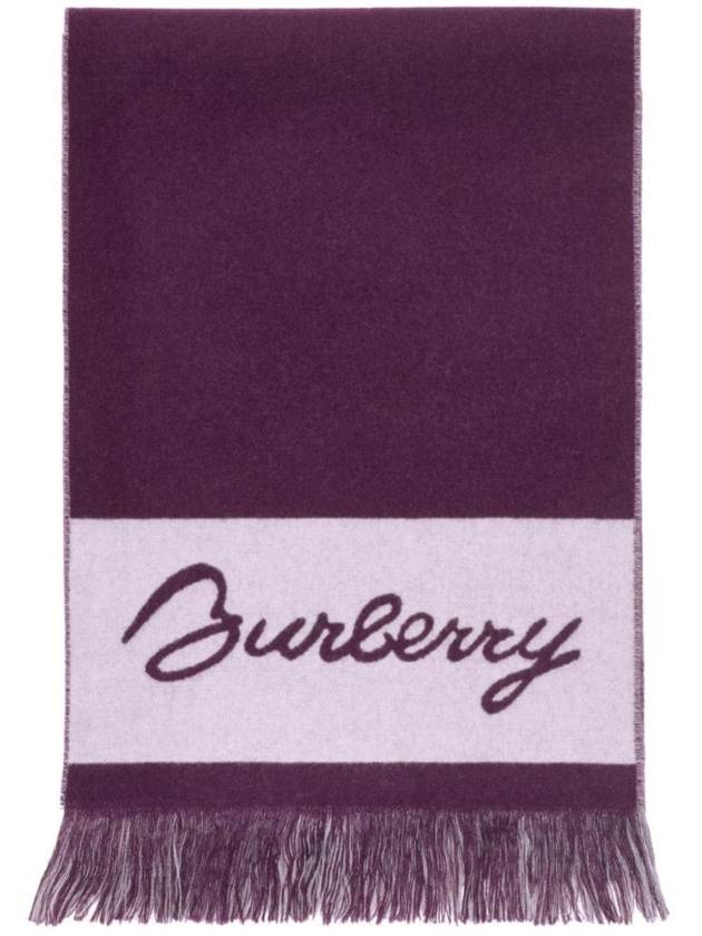 EKD Logo Wool Scarf Pansy - BURBERRY - BALAAN 1