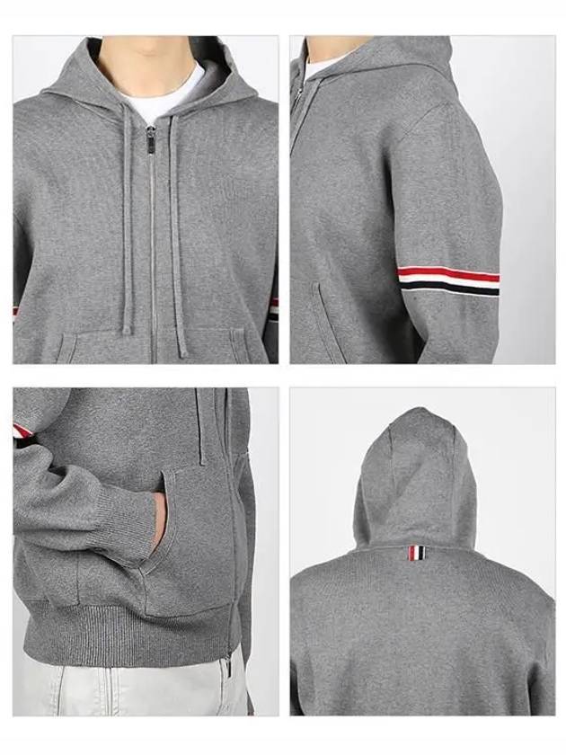 Cotton Milano Armband Zip Up Hoodie Light Grey - THOM BROWNE - BALAAN 4