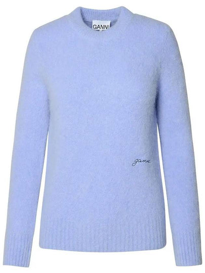 Embroidered Logo Alpaca Blend Knit Top Blue - GANNI - BALAAN 2