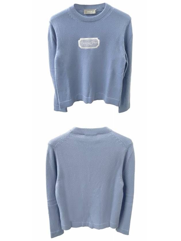 Couture Embroidered Cashmere Jersey Knit Top Blue - DIOR - BALAAN 6