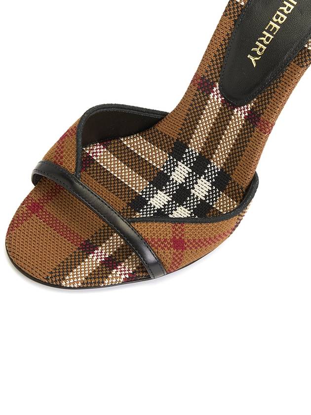 Checked Stiletto Sandal Heels Dark Birch Brown - BURBERRY - BALAAN 8