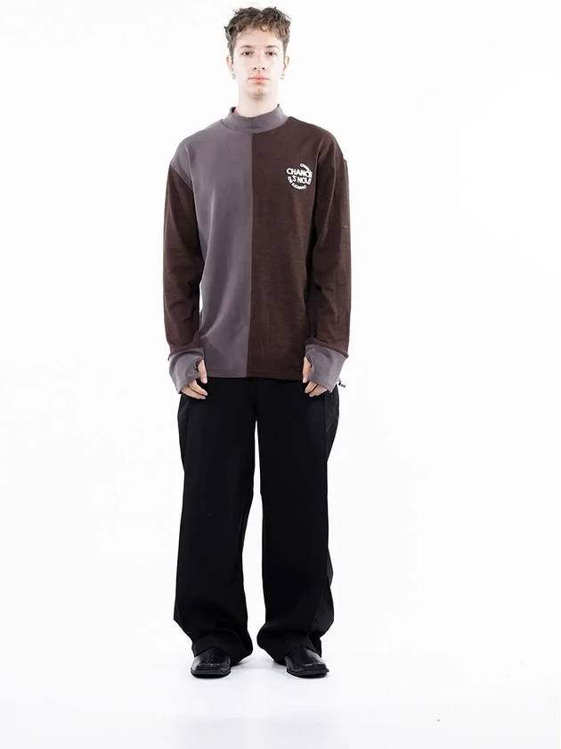 Men s M243MT03BR Circular Reverse Sleeve Half Neck Sweatshirt Brown - CHANCE'S NOI - BALAAN 4