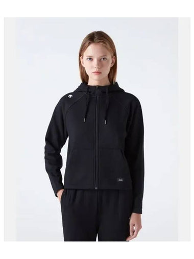 Women s Cotton Modal Brushed Training Hooded Zip Up Black SP322UFT99 - DESCENTE - BALAAN 1