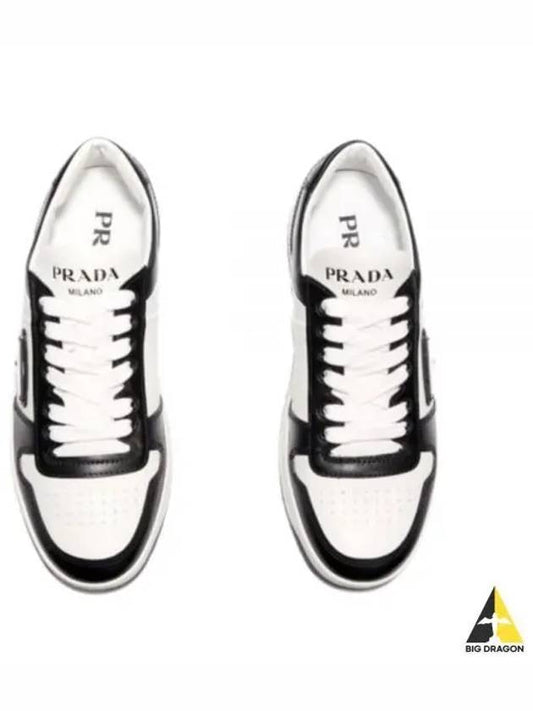 Downtown Perforated Leather Low Top Sneakers White Black - PRADA - BALAAN 2