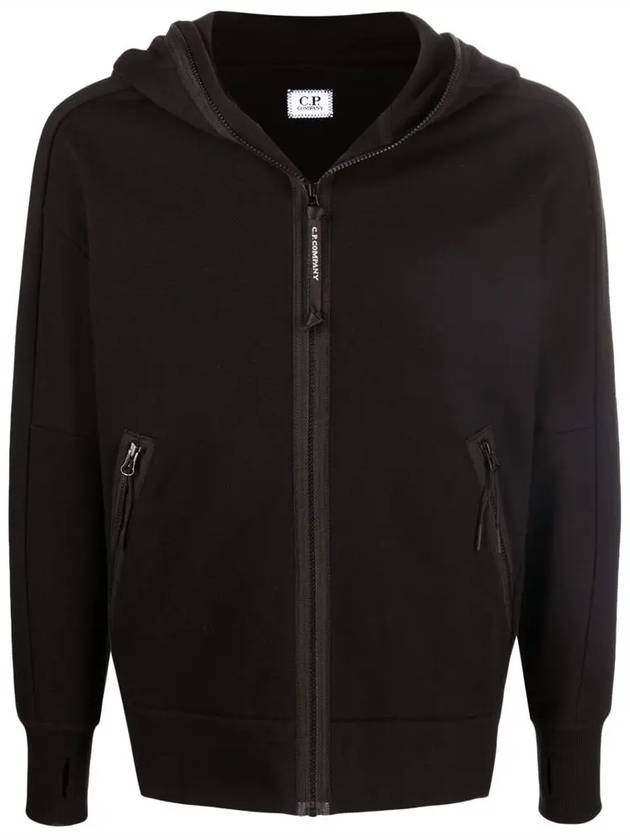 Goggles Detail Fleece Zip-Up Hoodie Black - CP COMPANY - BALAAN 3