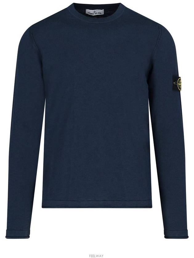 Wappen Patch Crew Neck Knit Top Navy - STONE ISLAND - BALAAN 2