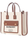 Mini Two-Tone Canvas and Leather Freya Tote Bag Natural Tan - BURBERRY - BALAAN 3