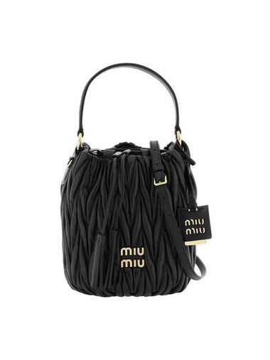 Matelasse Nappa Leather Bucket Bag Black - MIU MIU - BALAAN 1