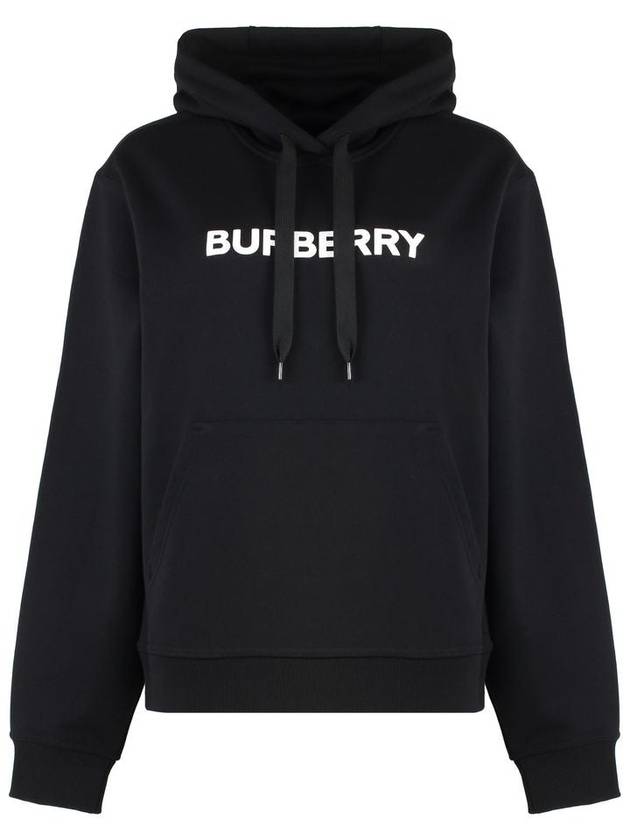 Logo Print Drawstring Hoodie Black - BURBERRY - BALAAN 2