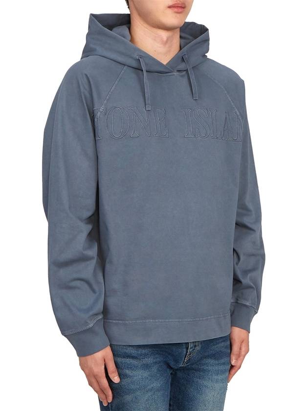 Men's Garment Dyed OLD Treatment Cotton Hoodie Blue - STONE ISLAND - BALAAN 4