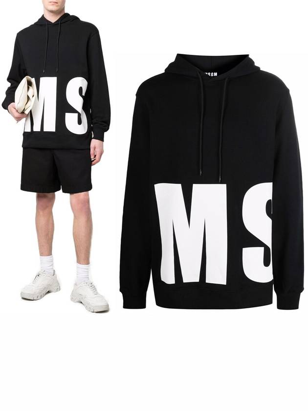 Big Logo Print Cotton Hoodie Black - MSGM - BALAAN 2