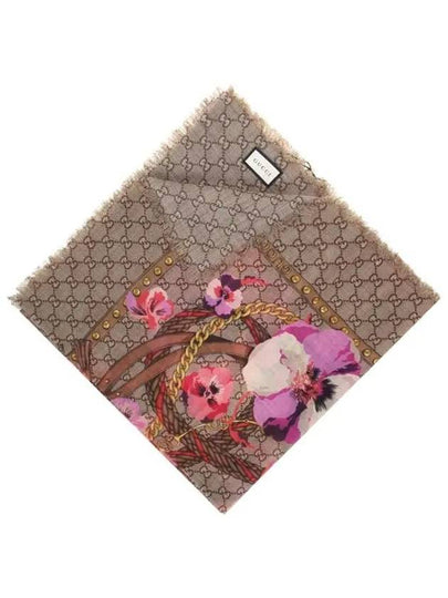 GG Flower Square Shawl Wool Muffler Pink - GUCCI - BALAAN 2