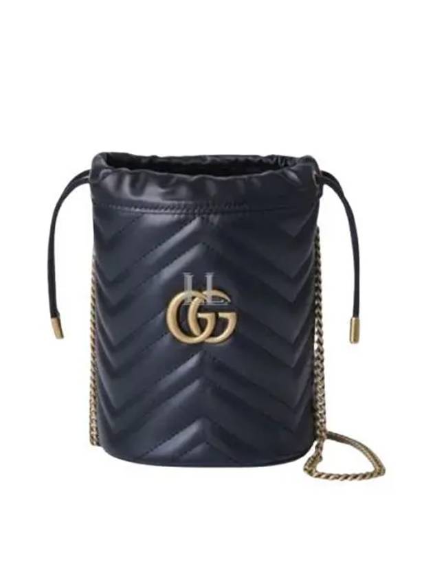 GG Marmont Gold Chain Mini Bucket Bag Black - GUCCI - BALAAN 2