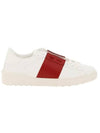 Men's Hidden Open Band Low Top Sneakers White Red - VALENTINO - BALAAN 1