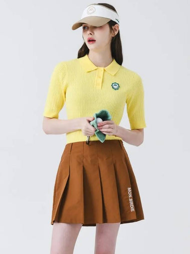 Collar neck ribbed 5-part spandex knit YELLOW - MONBIRDIE GOLF - BALAAN 1