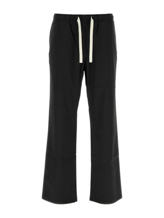 Embroidered Logo Drawstring Straight Pants Black - PALM ANGELS - BALAAN 1