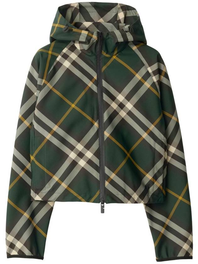 Check Pattern Zip-Up Hoodie Green - BURBERRY - BALAAN 2