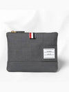 Super 120 Twill Zipper Pouch Bag Grey - THOM BROWNE - BALAAN 2