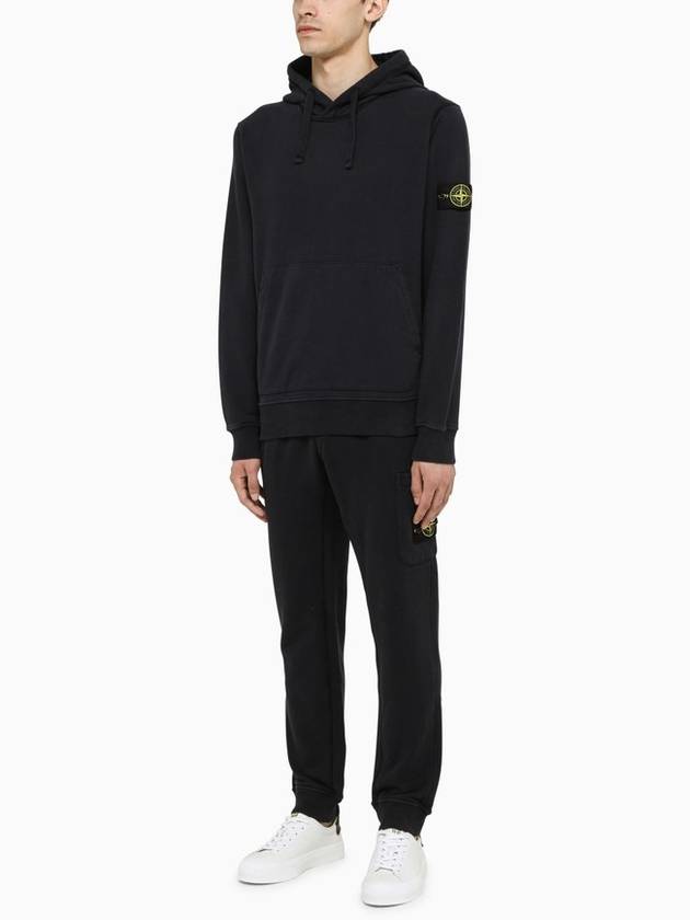 Wappen Patch Cotton Fleece Hoodie Navy - STONE ISLAND - BALAAN 4