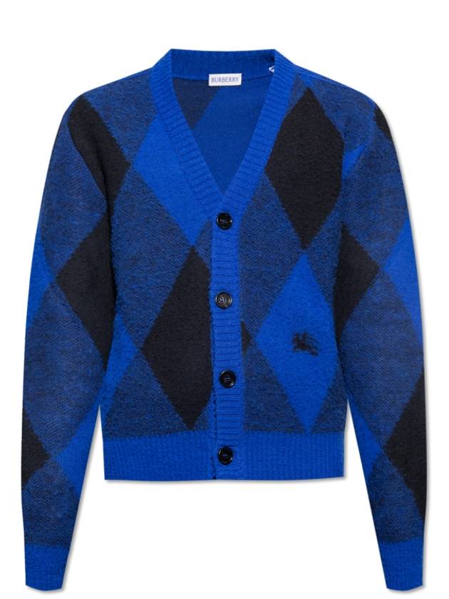 Men's Argyle Wool Cardigan Night - BURBERRY - BALAAN 2