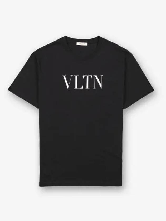 Crew Neck Logo Print Short Sleeve T-Shirt Black - VALENTINO - BALAAN 2